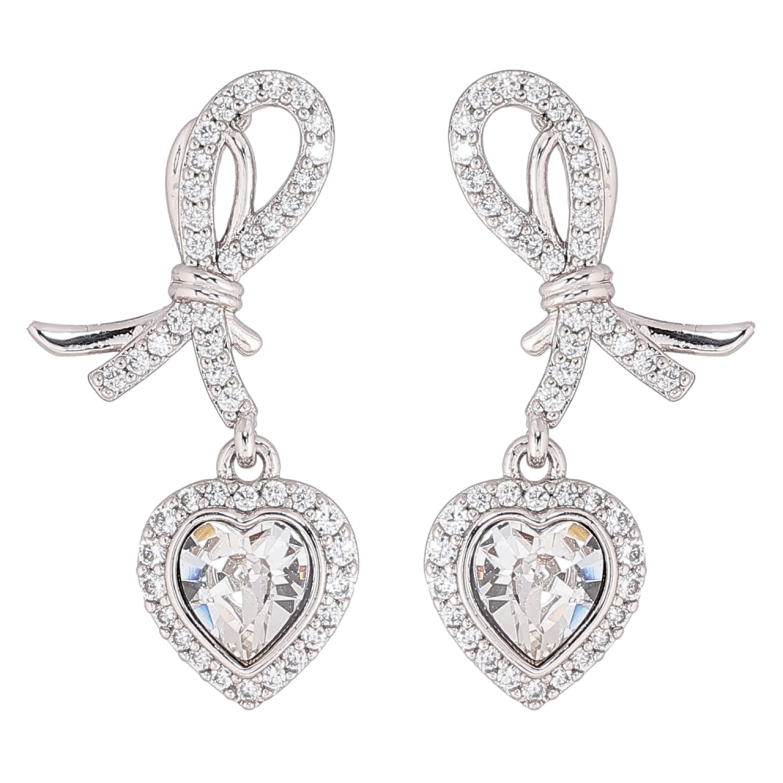 Сережки Xuping колір Родій з кристалами Swarovski пусети «Петельки з кришталевими сердечками Clear» фото №8