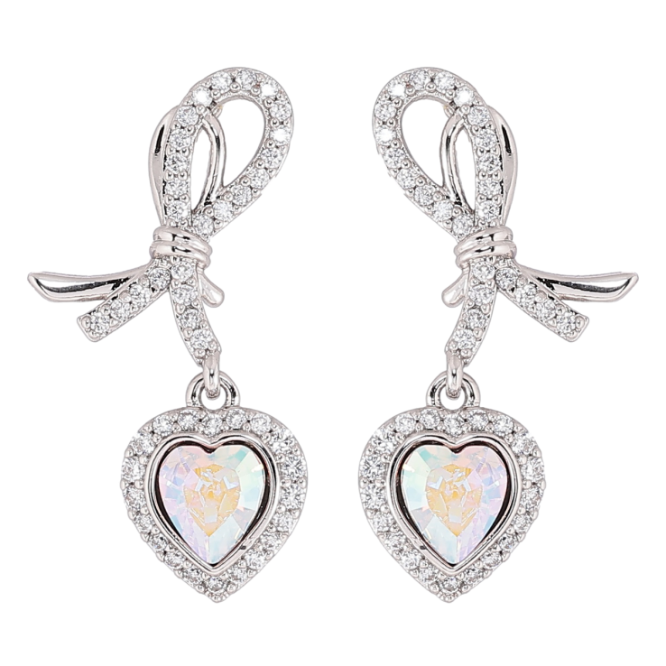 Сережки Xuping колір Родій з кристалами Swarovski пусети «Петельки з кришталевими сердечками АВ» фото №20