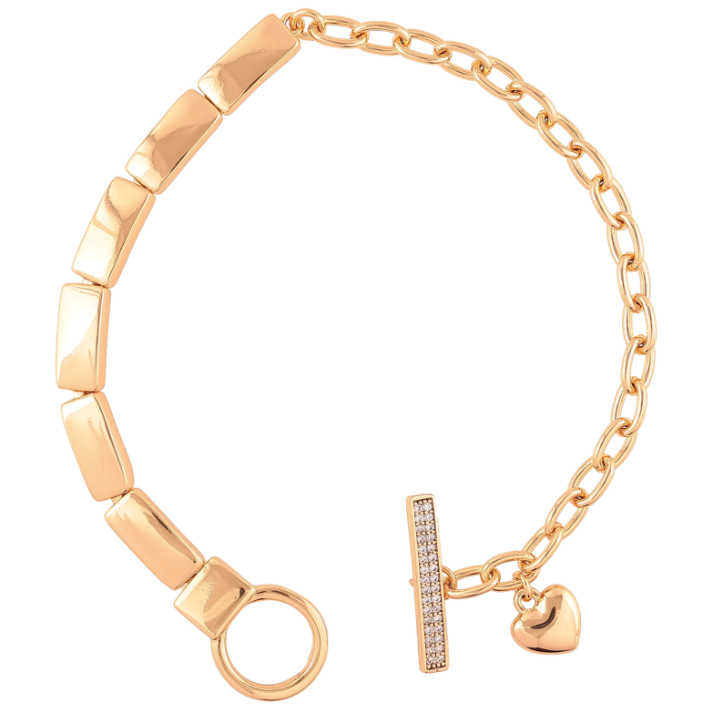 Браслет Xuping Позолота 18K «Комбінований візерунок з підвіскою сердечко» довжина 18.5см х 4-5мм фото №1