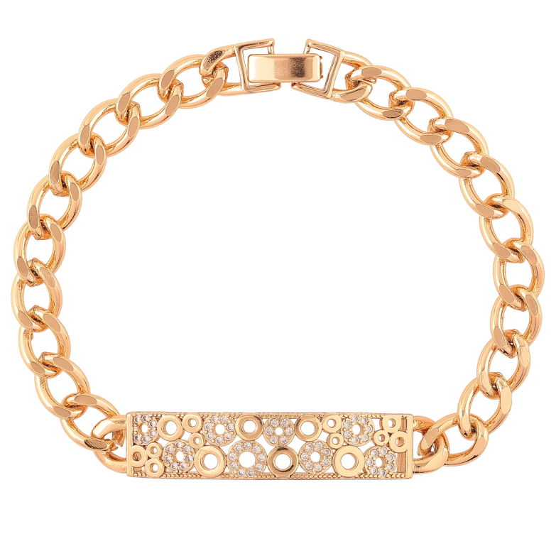 Браслет Xuping Позолота 18K Цепочка Панцирная с декоративной вставкой длина 20см х 7-9мм фото №2