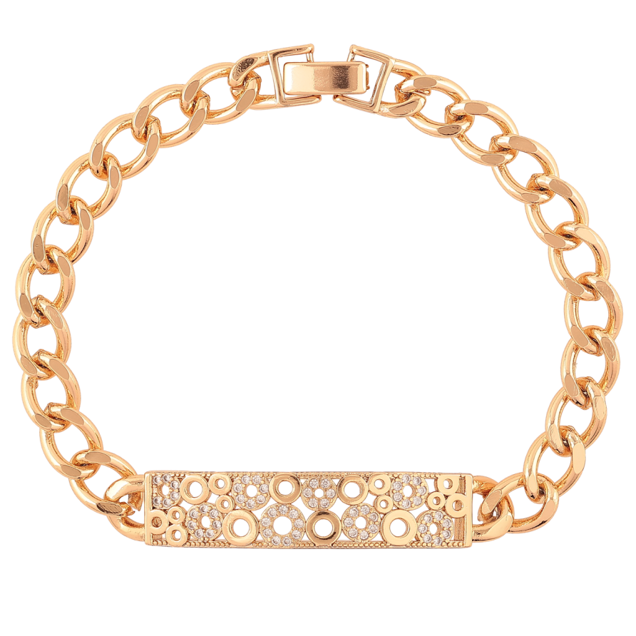 Браслет Xuping Позолота 18K Цепочка Панцирная с декоративной вставкой длина 20см х 7-9мм фото №1