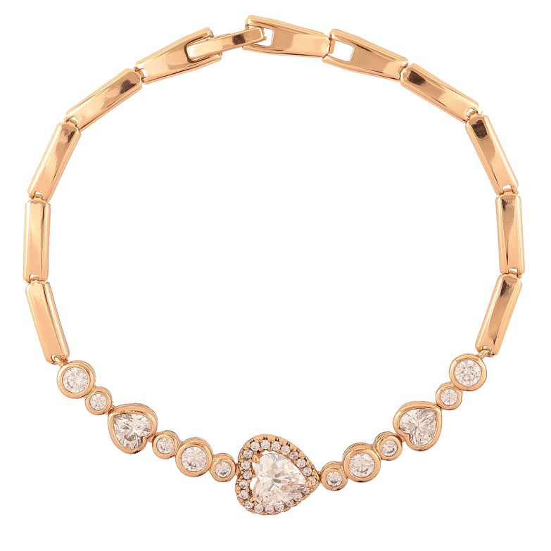 Браслет Xuping Позолота 18K «Візерунок із кришталевими сердечками» довжина 19см х 3-11мм фото №1