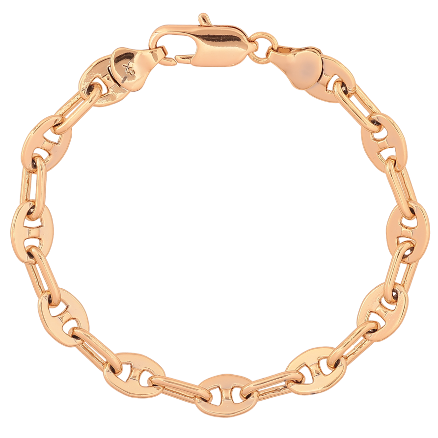 Браслет Xuping Позолота 18K Цепочка плетение Морская цепь длина 18.5см х 5-7мм фото №1