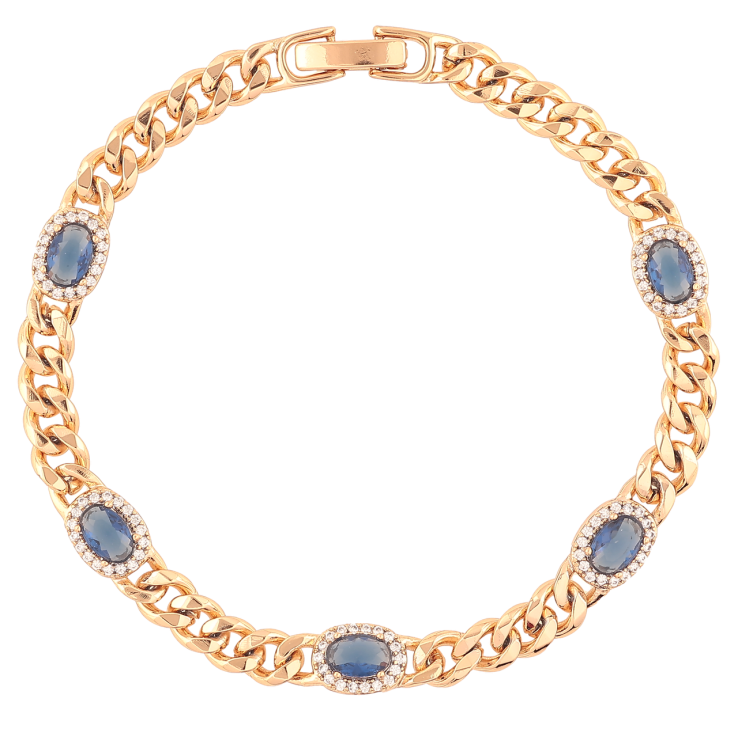 Браслет Xuping Позолота 18K Цепочка Панцирная с синими кристаллами длина 18.5см х 5мм фото №11