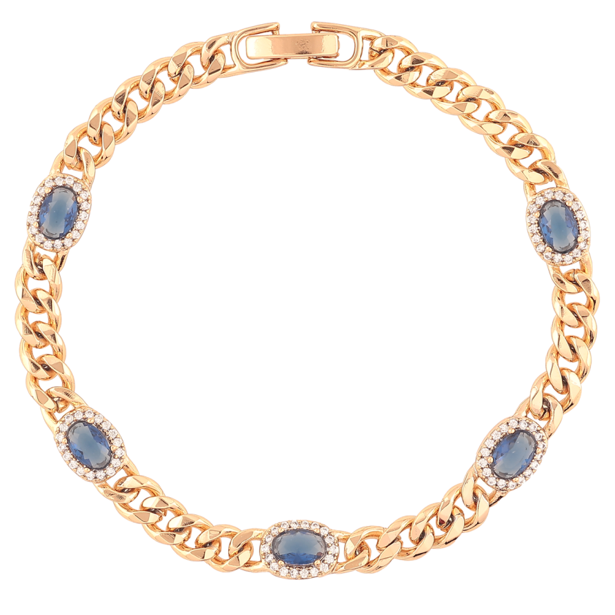 Браслет Xuping Позолота 18K Цепочка Панцирная с синими кристаллами длина 18.5см х 5мм фото №1