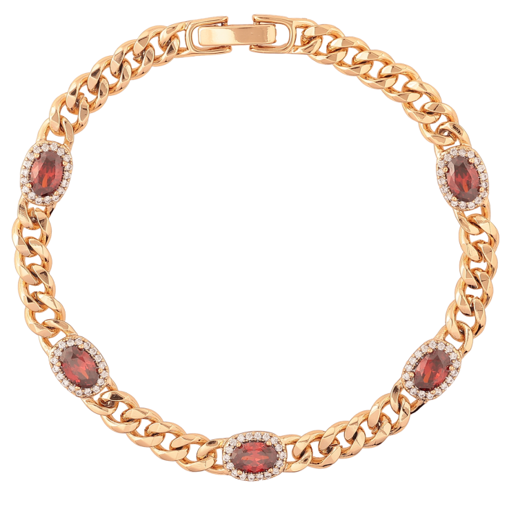 Браслет Xuping Позолота 18K Цепочка Панцирная с красными кристаллами длина 18.5см х 5мм фото №9