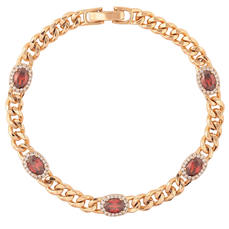 Браслет Xuping Позолота 18K Цепочка Панцирная с красными кристаллами длина 18.5см х 5мм фото №5