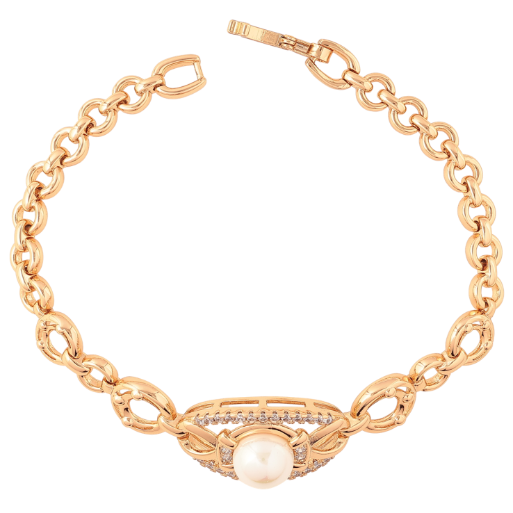 Браслет Xuping Позолота 18K Декоративный узор с жемчужиной и кристаллами длина 18.5см х 5-15мм фото №12