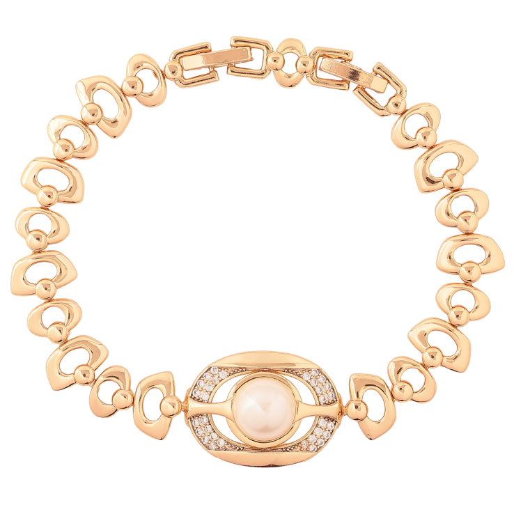 Браслет Xuping Позолота 18K Декоративный узор с жемчужиной и кристаллам длина с доп.замком 17,19см х 8-16мм фото №11