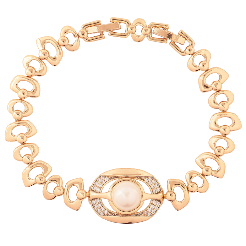 Браслет Xuping Позолота 18K Декоративный узор с жемчужиной и кристаллам длина с доп.замком 17,19см х 8-16мм фото №1