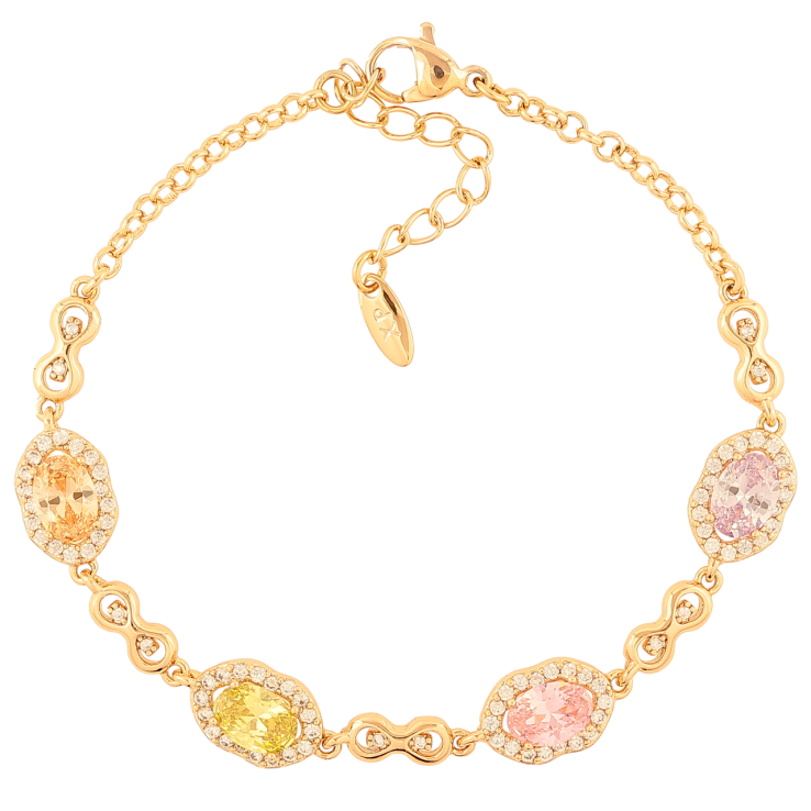 Браслет Xuping Позолота 18K Узор с разноцветными кристаллами длина с доп.цепочкой 17-20см х 2-8мм фото №5