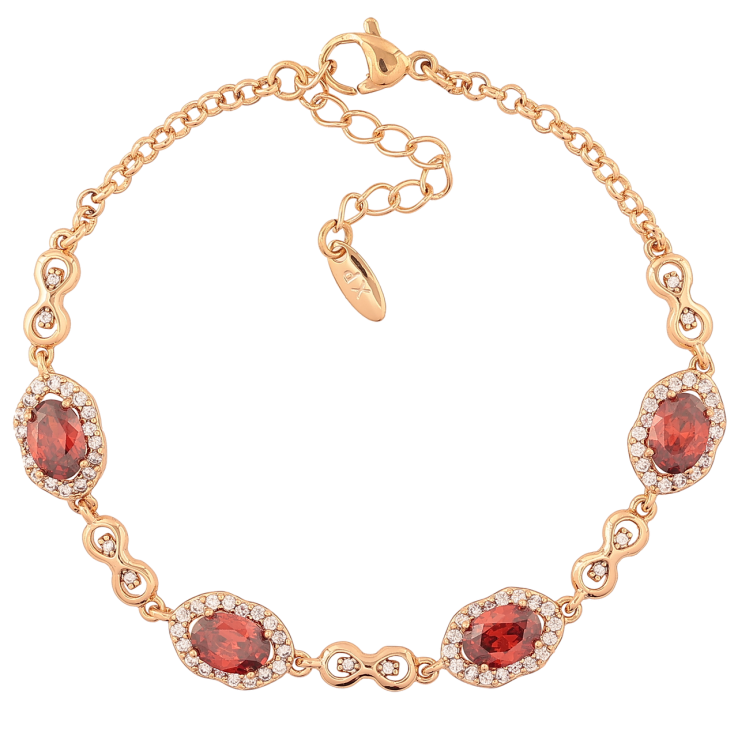 Браслет Xuping Позолота 18K Узор с красными кристаллами длина с доп.цепочкой 17-20см х 2-8мм фото №14