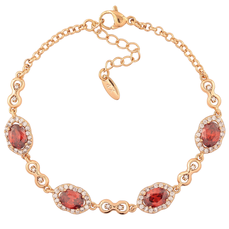 Браслет Xuping Позолота 18K Узор с красными кристаллами длина с доп.цепочкой 17-20см х 2-8мм фото №1