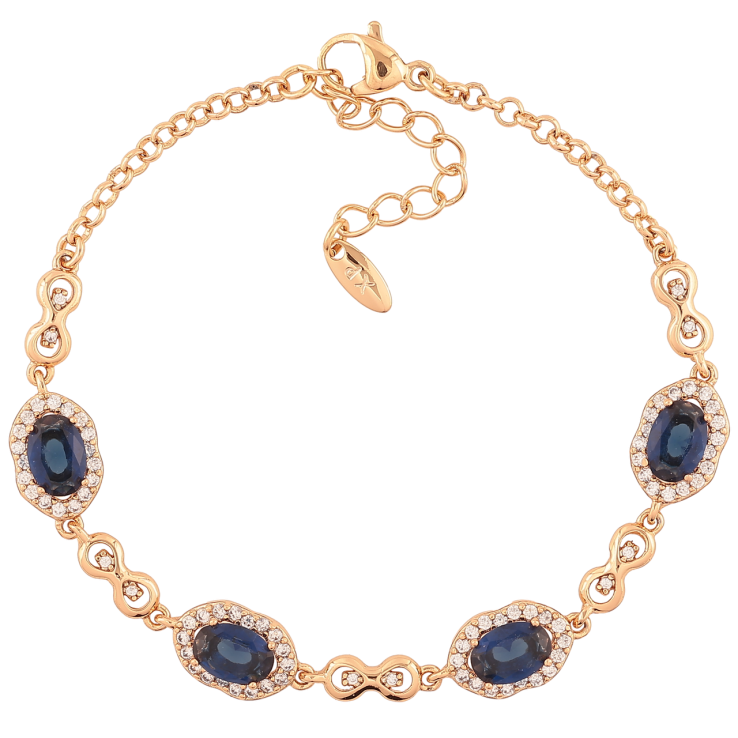 Браслет Xuping Позолота 18K Узор с синими кристаллами длина с доп.цепочкой 17-20см х 2-8мм фото №22