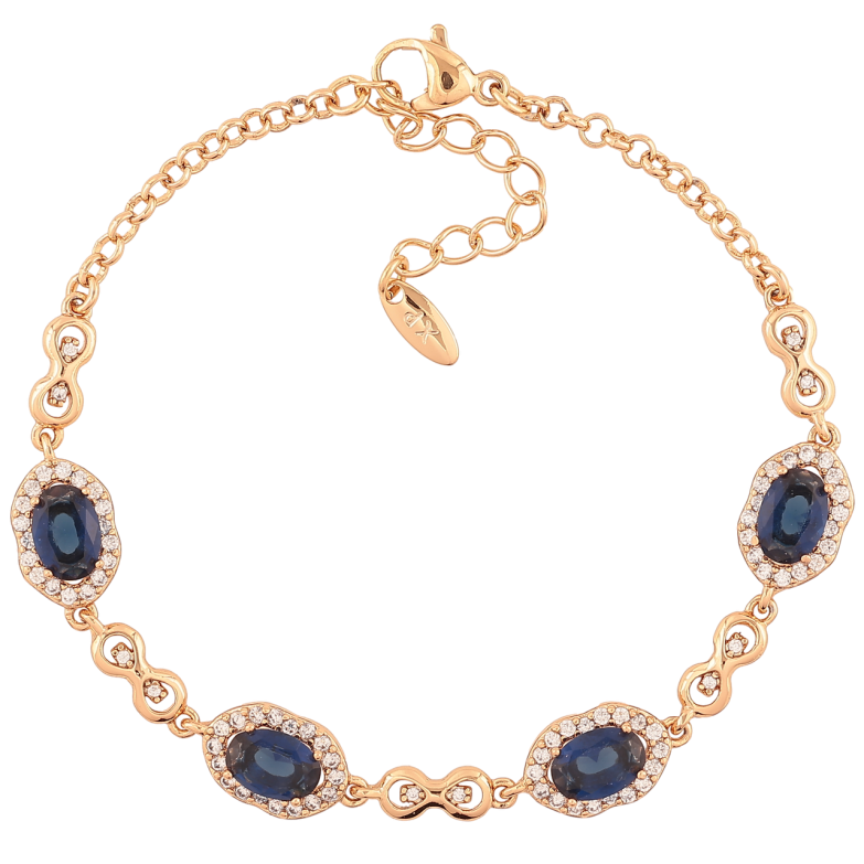 Браслет Xuping Позолота 18K «Візерунок з синіми кристалами» довжина з доп.ланцюжком 17-20см х 2-8мм фото №1