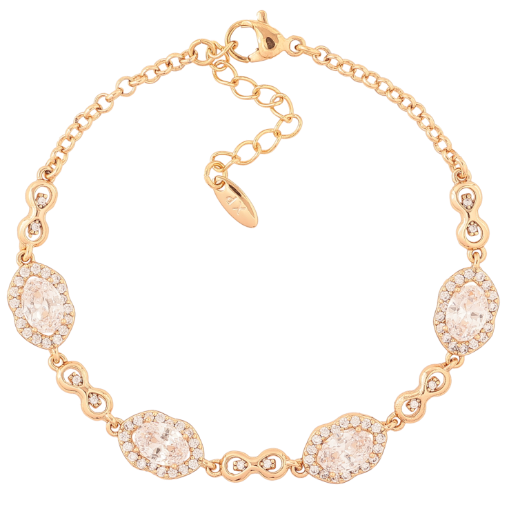 Браслет Xuping Позолота 18K Узор с кристаллами длина с доп.цепочкой 17-20см х 2-8мм фото №2