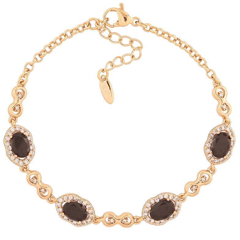 Браслет Xuping Позолота 18K Узор с черными кристаллами длина с доп.цепочкой 17-20см х 2-8мм фото №1