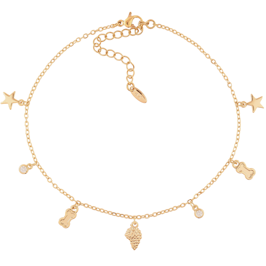 Браслет Xuping Позолота 18K на ногу «Ланцюжок Якірний з підвісками» розмір 23-28см х 1.5мм фото №1