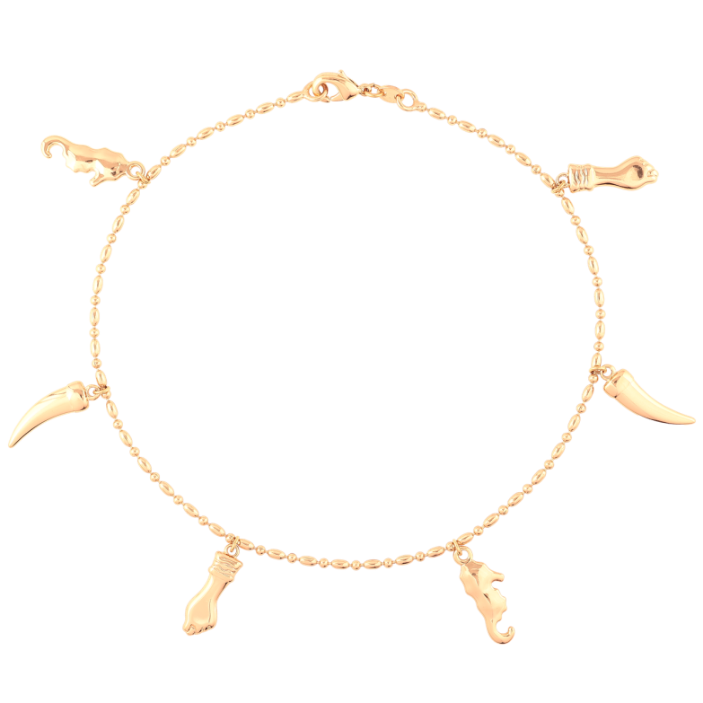 Браслет Xuping Позолота 18K на ногу «Ланцюжок Перлина з підвісками» розмір 26см х 2мм фото №1