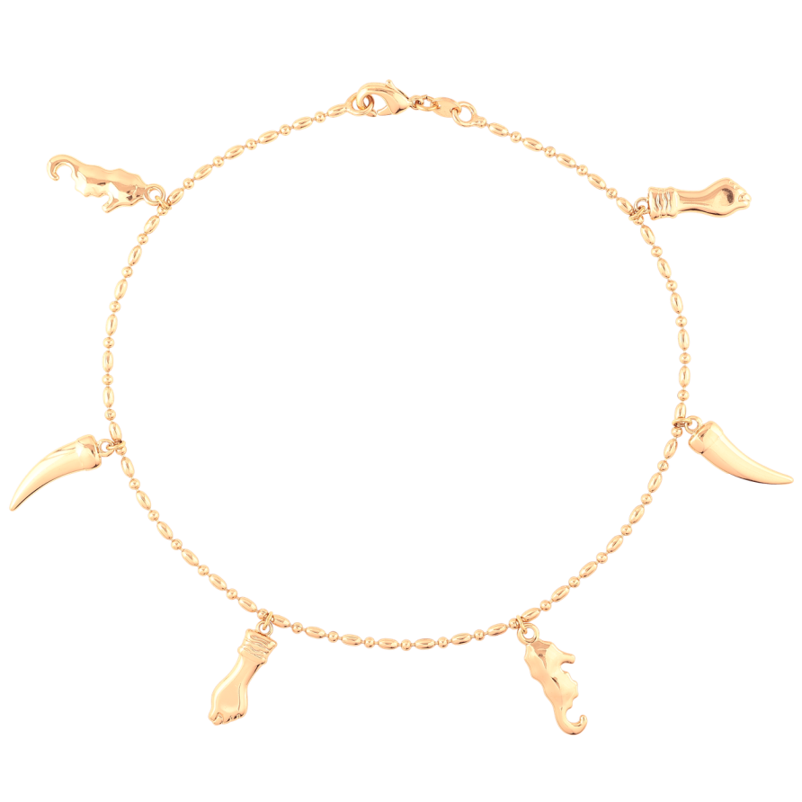 Браслет Xuping Позолота 18K на ногу «Ланцюжок Перлина з підвісками» розмір 26см х 2мм фото №1