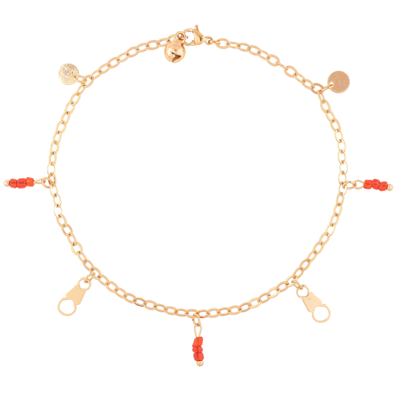 Браслет Xuping Позолота 18K на ногу «Ланцюжок Якірний з підвісками» розмір 25см х 3мм фото №1