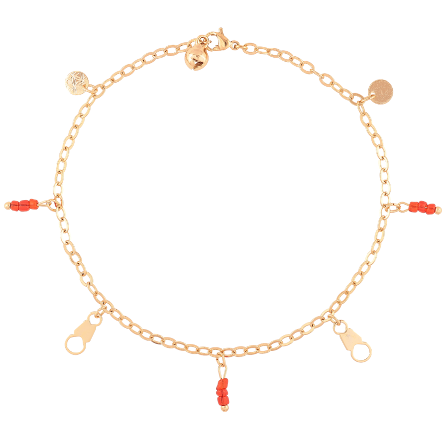 Браслет Xuping Позолота 18K на ногу «Ланцюжок Якірний з підвісками» розмір 25см х 3мм фото №1