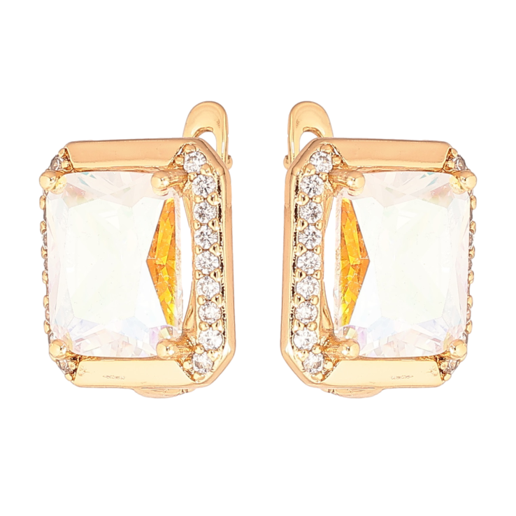 Серьги Xuping Позолота 18K английский замок Радужные кристаллы фото №19