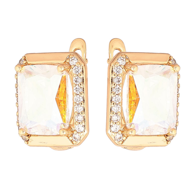 Сережки Xuping Позолота 18K англійський замок «Райдужні кристали» фото №6