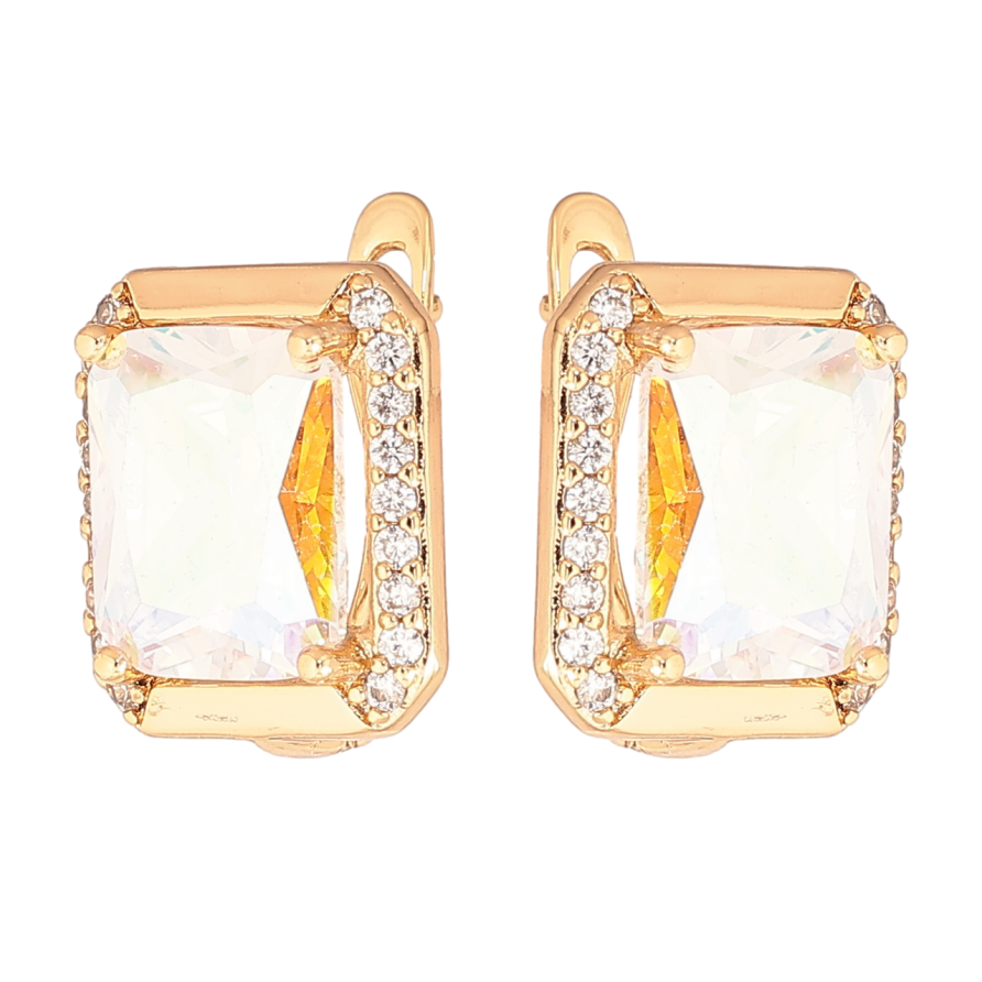 Серьги Xuping Позолота 18K английский замок Радужные кристаллы фото №1