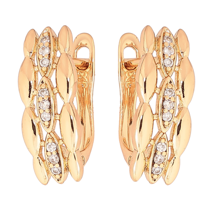 Сережки Xuping Позолота 18K англійський замок «Візерунок з кристалами» фото №13