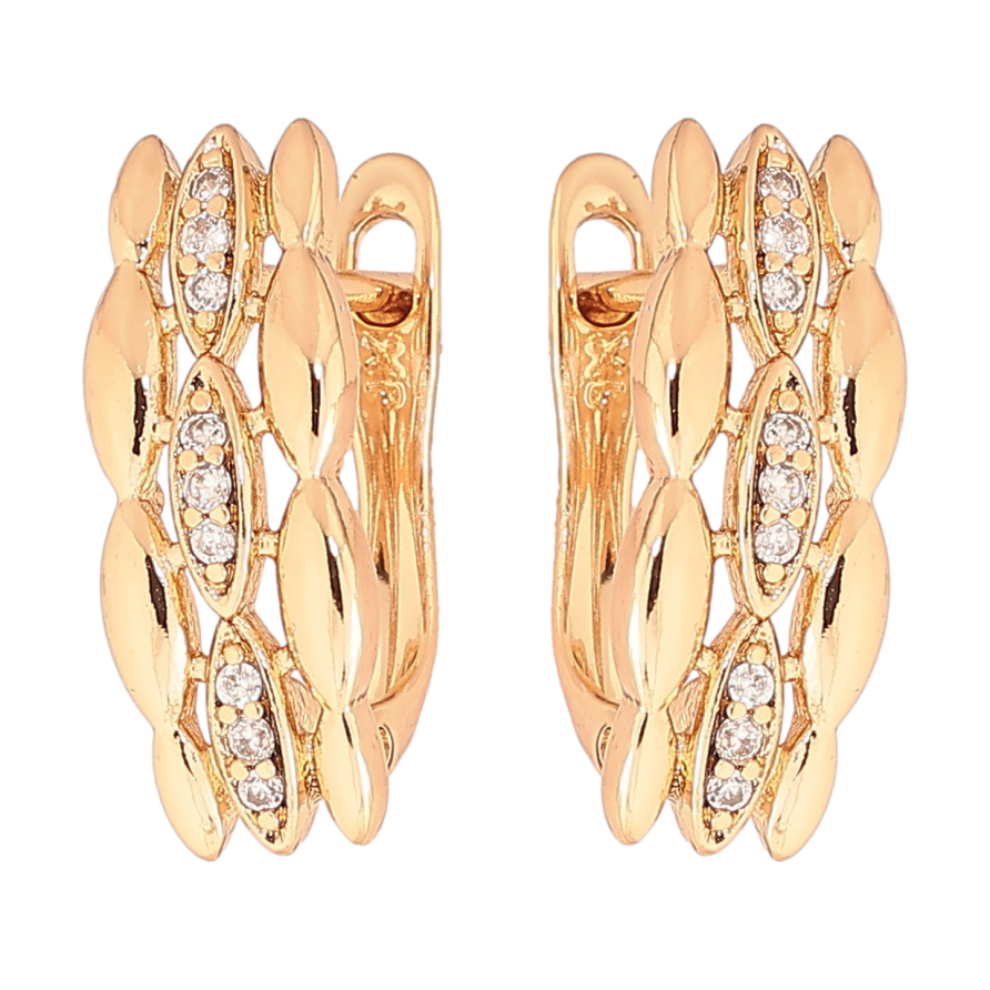 Серьги Xuping Позолота 18K английский замок Узор с кристаллами фото №1