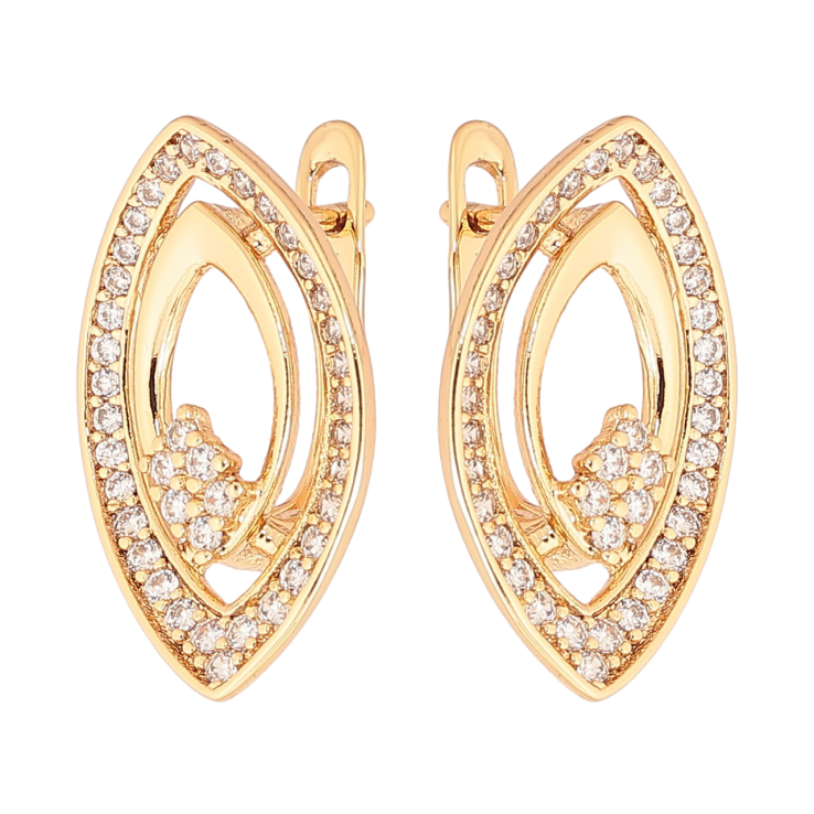 Сережки Xuping Позолота 18K англійський замок «Візерунок з кристалами» фото №2