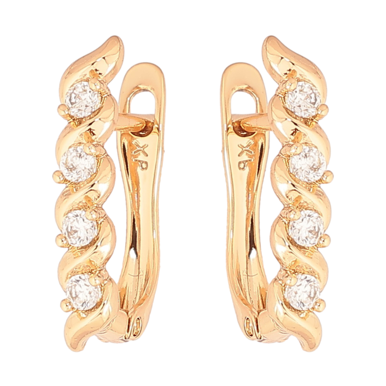 Сережки Xuping Позолота 18K англійський замок «Кристальні доріжки» фото №1