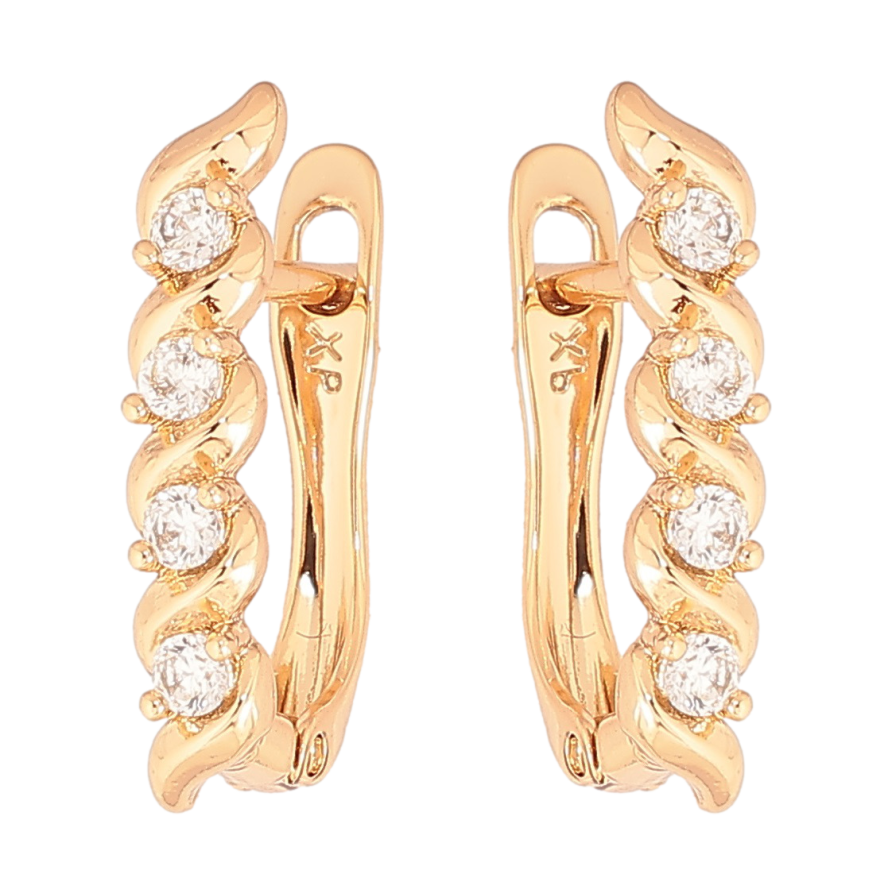 Серьги Xuping Позолота 18K английский замок Кристальные дорожки фото №1