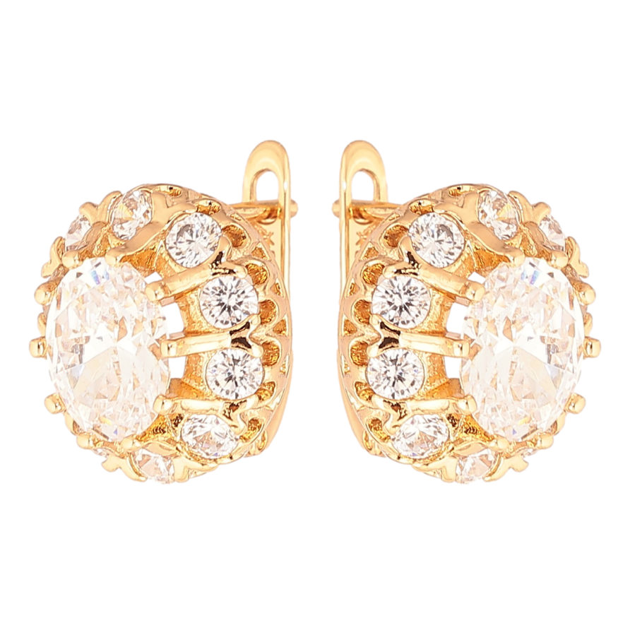 Сережки Xuping Позолота 18K англійський замок «Кришталевий блиск» фото №1