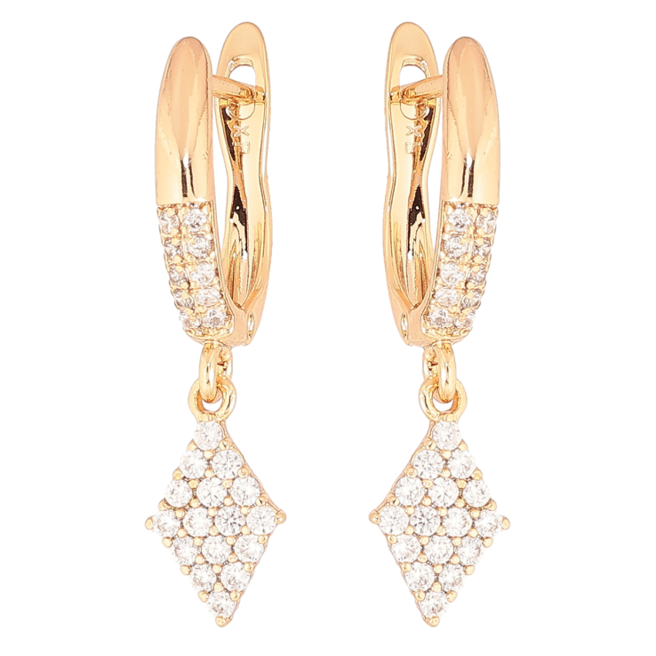 Серьги Xuping Позолота 18K английский замок Ромбовые подвески с кристаллами фото №17