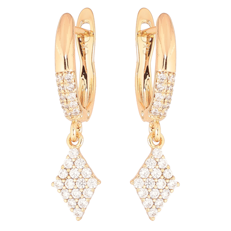 Серьги Xuping Позолота 18K английский замок Ромбовые подвески с кристаллами фото №1