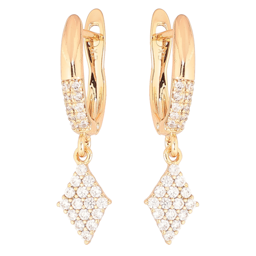 Серьги Xuping Позолота 18K английский замок Ромбовые подвески с кристаллами фото №1