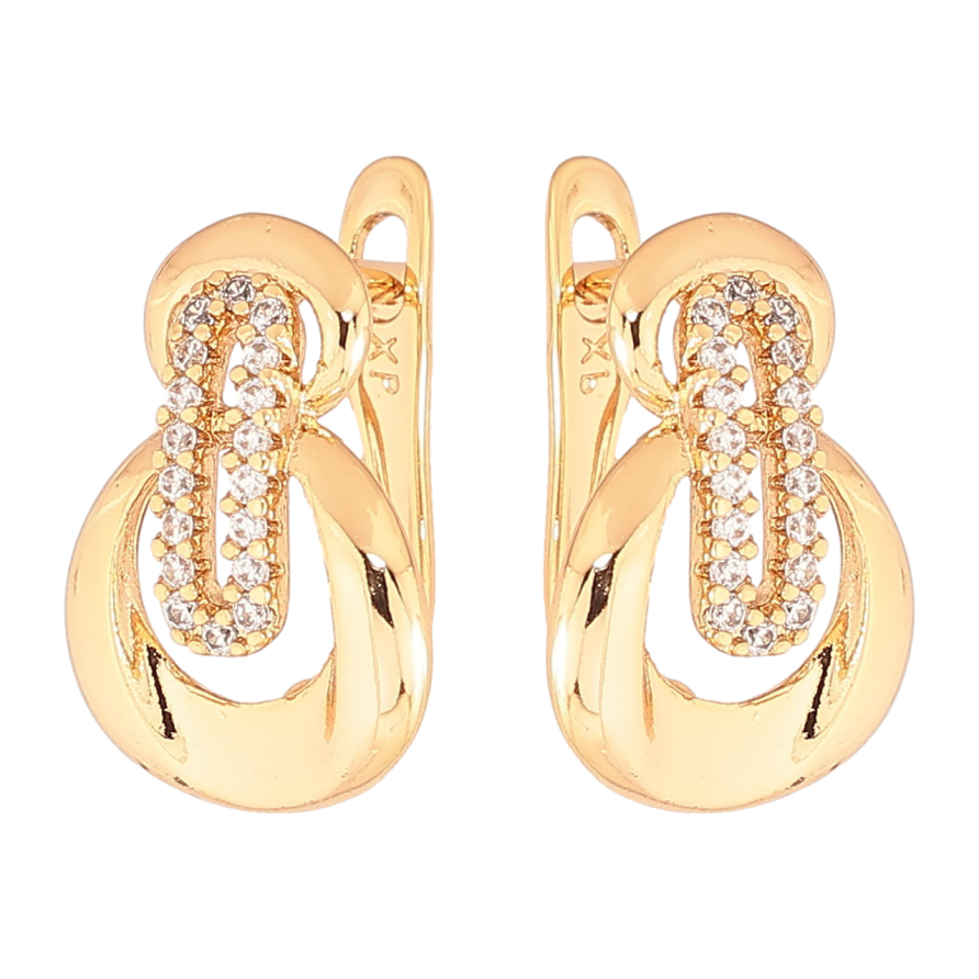 Сережки Xuping Позолота 18K англійський замок «Візерунок з кристалами» фото №1