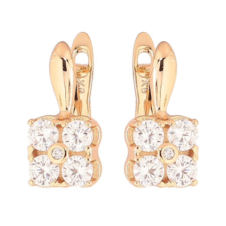 Сережки Xuping Позолота 18K англійський замок «Візерунок з кристалами» фото №1