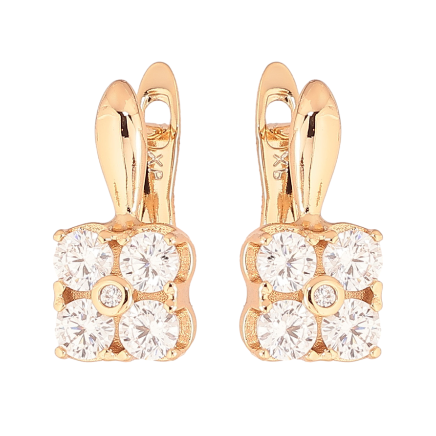 Сережки Xuping Позолота 18K англійський замок «Візерунок з кристалами» фото №1