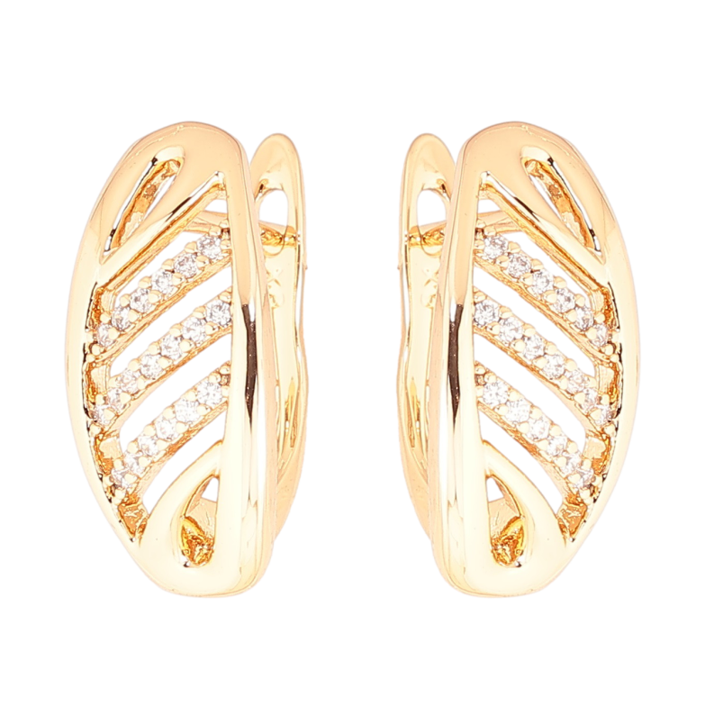 Серьги Xuping Позолота 18K английский замок Овалы с кристальными дорожками фото №1