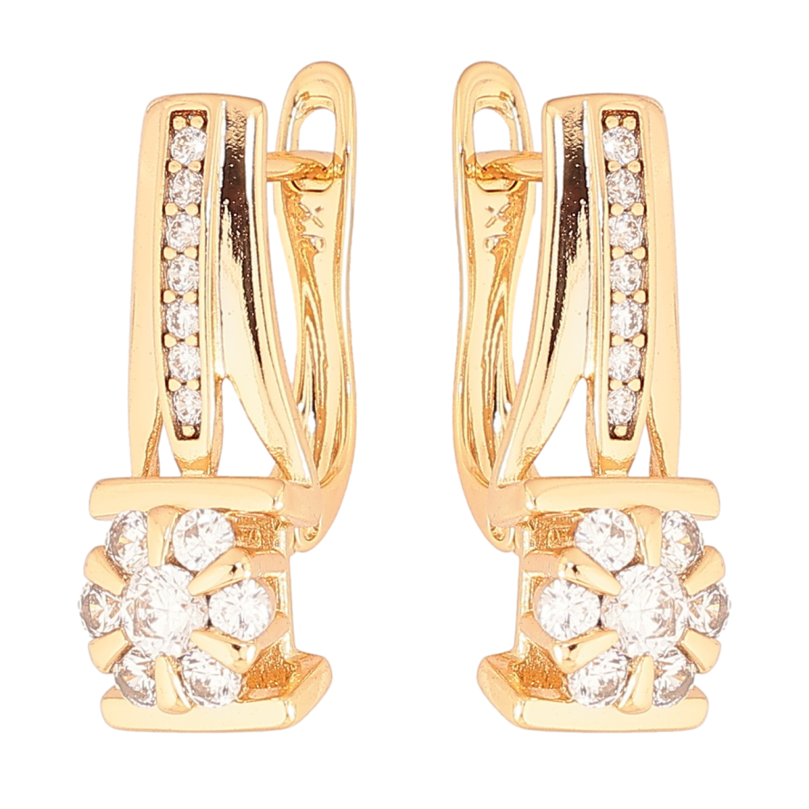 Серьги Xuping Позолота 18K английский замок Кристальные цветочки фото №1