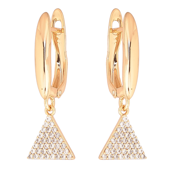 Серьги Xuping Позолота 18K английский замок Треугольные подвески с кристаллами фото №10