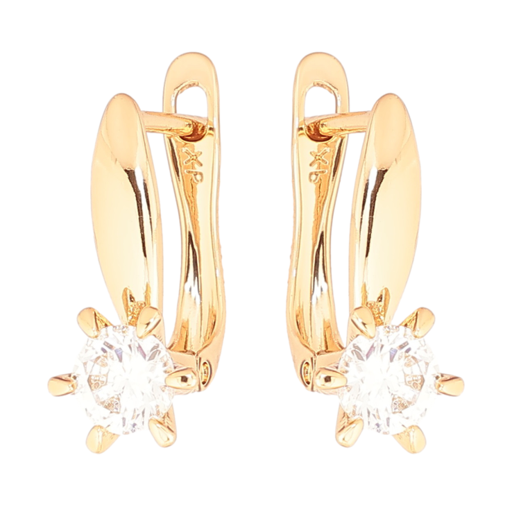 Серьги Xuping Позолота 18K английский замок Кристальные цветочки фото №15