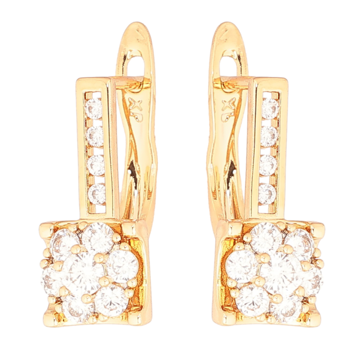 Сережки Xuping Позолота 18K англійський замок «Кришталеві квіточки» фото №2