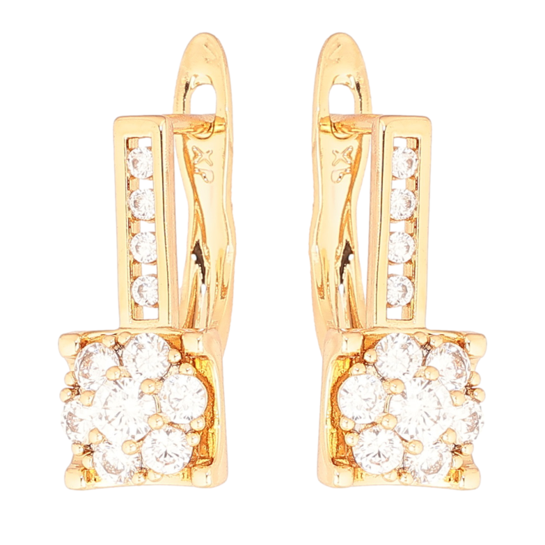 Сережки Xuping Позолота 18K англійський замок «Кришталеві квіточки» фото №3