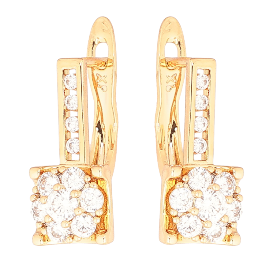 Сережки Xuping Позолота 18K англійський замок «Кришталеві квіточки» фото №1