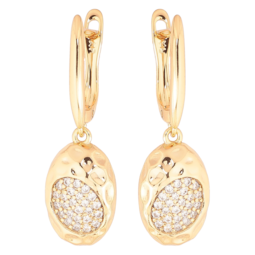 Сережки Xuping Позолота 18K англійський замок «Овальні підвіски з кристалами» фото №1