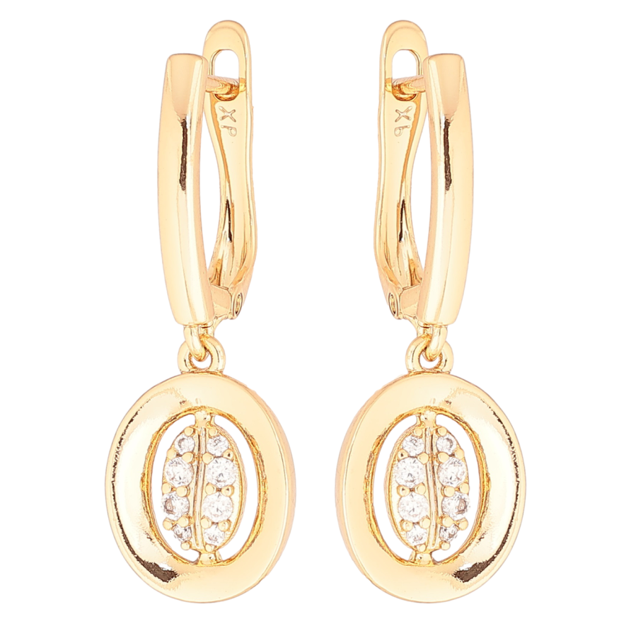 Серьги Xuping Позолота 18K английский замок Овальные подвески с кристаллами фото №1